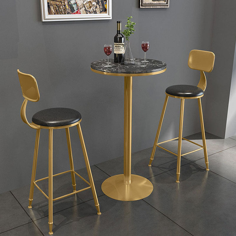 Glam Style Iron Bar Table Round Top Indoor Pedestal Bistro Table - 21"W x 41"H Clearhalo 'Bar Furniture' 'Bar Tables' 'bar_tables' 'furn' 'furn_bar_tables' 'Furniture' 'furniture_bar_tables' 'Kitchen & Dining Furniture' 'kitchen&dining_furn' 'kitchen' 4258165