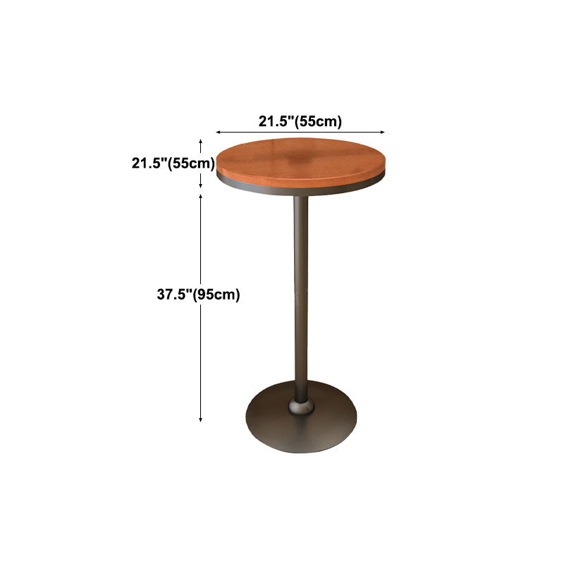 Industrial Black Iron Bar Table Natural Wood Round Top Indoor Bistro Table with Pedestal Clearhalo 'Bar Furniture' 'Bar Tables' 'bar_tables' 'furn' 'furn_bar_tables' 'Furniture' 'furniture_bar_tables' 'Kitchen & Dining Furniture' 'kitchen&dining_furn' 'kitchen' 4258196
