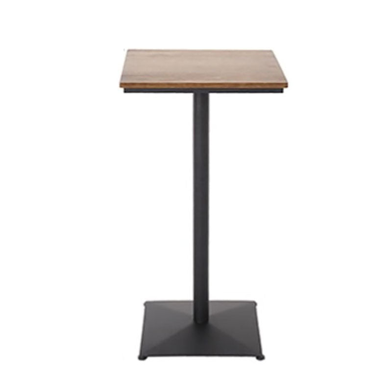 Industrial Black Iron Bar Table Wood 21.65" W Top Indoor Bistro Table with Pedestal 21.7"L x 21.7"W x 41.3"H Square Without Chairs Clearhalo 'Bar Furniture' 'Bar Tables' 'bar_tables' 'furn' 'furn_bar_tables' 'Furniture' 'furniture_bar_tables' 'Kitchen & Dining Furniture' 'kitchen&dining_furn' 'kitchen' 4258220