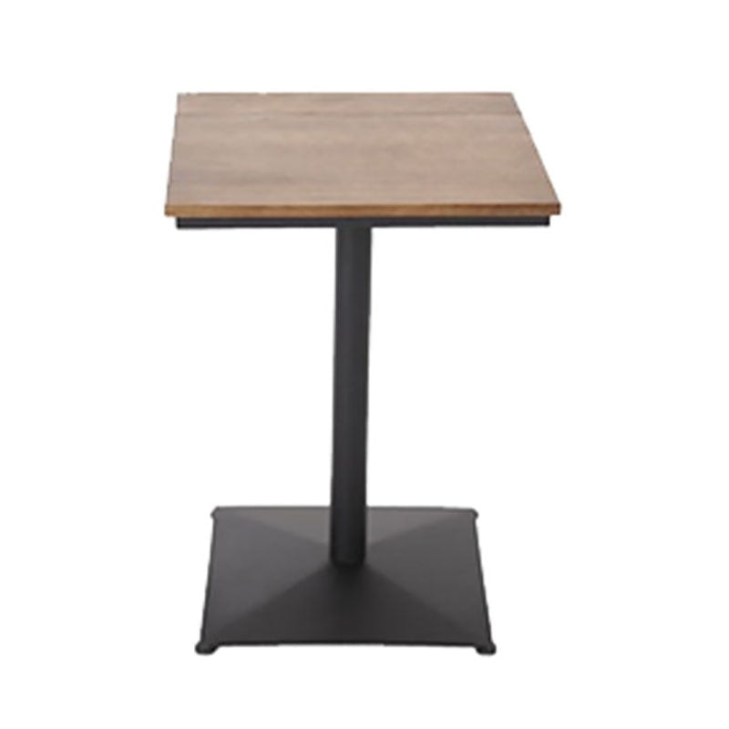 Industrial Black Iron Bar Table Wood 21.65" W Top Indoor Bistro Table with Pedestal 21.7"L x 21.7"W x 29.5"H Square Without Chairs Clearhalo 'Bar Furniture' 'Bar Tables' 'bar_tables' 'furn' 'furn_bar_tables' 'Furniture' 'furniture_bar_tables' 'Kitchen & Dining Furniture' 'kitchen&dining_furn' 'kitchen' 4258221