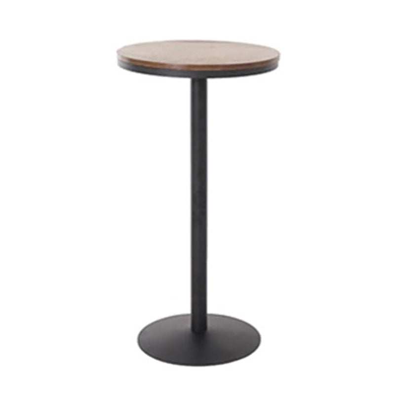 Industrial Black Iron Bar Table Wood 21.65" W Top Indoor Bistro Table with Pedestal 21.7"L x 21.7"W x 41.3"H Round Without Chairs Clearhalo 'Bar Furniture' 'Bar Tables' 'bar_tables' 'furn' 'furn_bar_tables' 'Furniture' 'furniture_bar_tables' 'Kitchen & Dining Furniture' 'kitchen&dining_furn' 'kitchen' 4258223