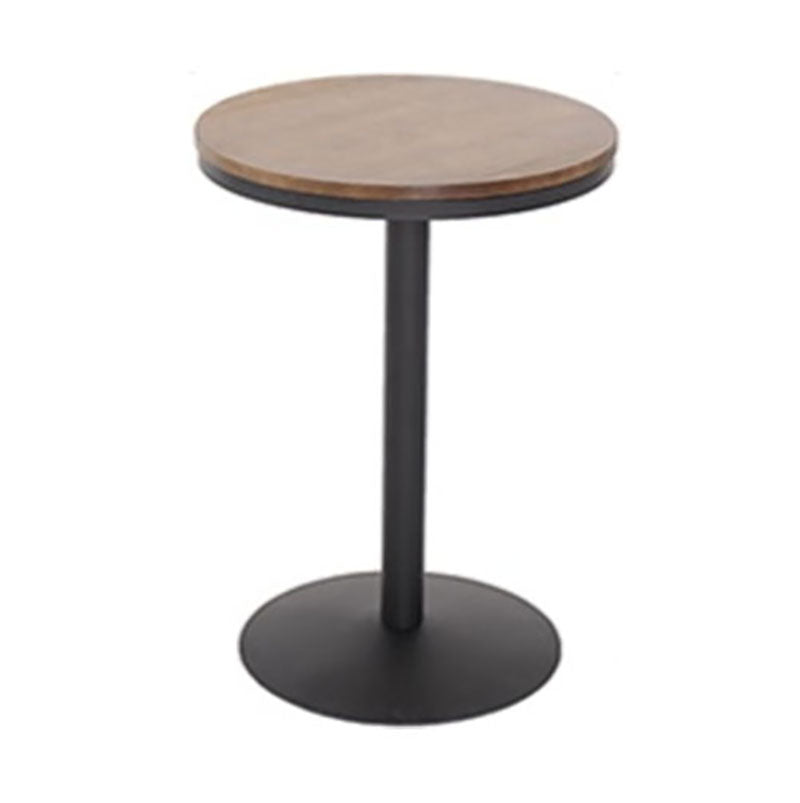 Industrial Black Iron Bar Table Wood 21.65" W Top Indoor Bistro Table with Pedestal 21.7"L x 21.7"W x 29.5"H Round Without Chairs Clearhalo 'Bar Furniture' 'Bar Tables' 'bar_tables' 'furn' 'furn_bar_tables' 'Furniture' 'furniture_bar_tables' 'Kitchen & Dining Furniture' 'kitchen&dining_furn' 'kitchen' 4258226