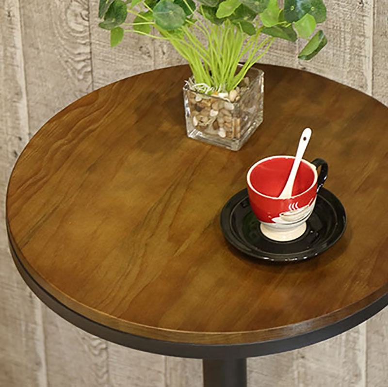 Industrial Black Iron Bar Table Wood 21.65" W Top Indoor Bistro Table with Pedestal Clearhalo 'Bar Furniture' 'Bar Tables' 'bar_tables' 'furn' 'furn_bar_tables' 'Furniture' 'furniture_bar_tables' 'Kitchen & Dining Furniture' 'kitchen&dining_furn' 'kitchen' 4258228