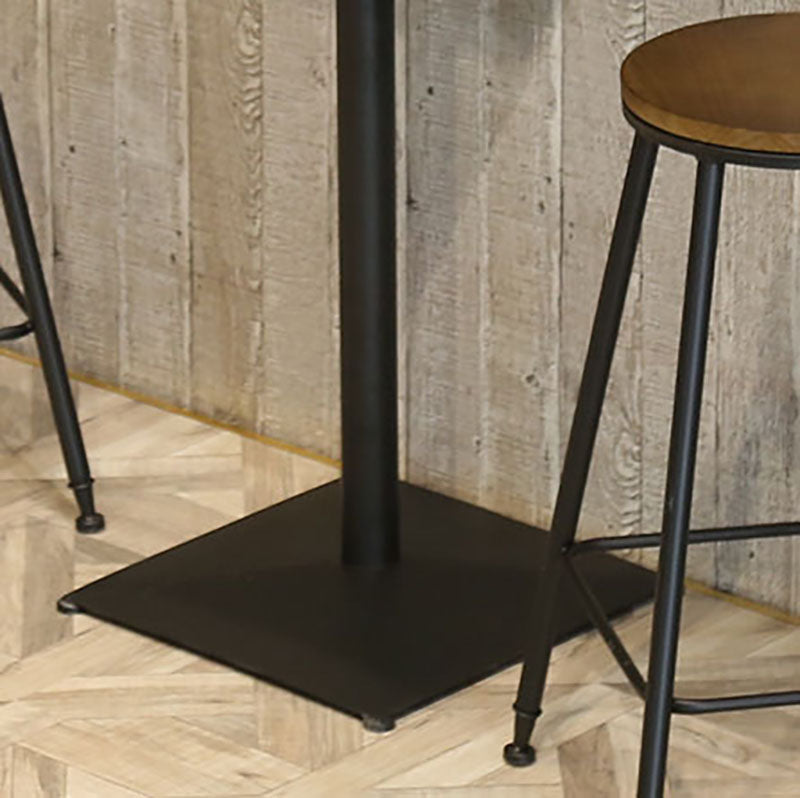 Industrial Black Iron Bar Table Wood 21.65" W Top Indoor Bistro Table with Pedestal Clearhalo 'Bar Furniture' 'Bar Tables' 'bar_tables' 'furn' 'furn_bar_tables' 'Furniture' 'furniture_bar_tables' 'Kitchen & Dining Furniture' 'kitchen&dining_furn' 'kitchen' 4258229
