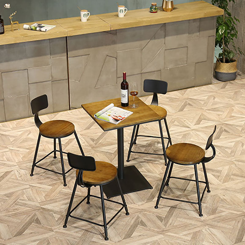 Industrial Black Iron Bar Table Wood 21.65" W Top Indoor Bistro Table with Pedestal Clearhalo 'Bar Furniture' 'Bar Tables' 'bar_tables' 'furn' 'furn_bar_tables' 'Furniture' 'furniture_bar_tables' 'Kitchen & Dining Furniture' 'kitchen&dining_furn' 'kitchen' 4258232