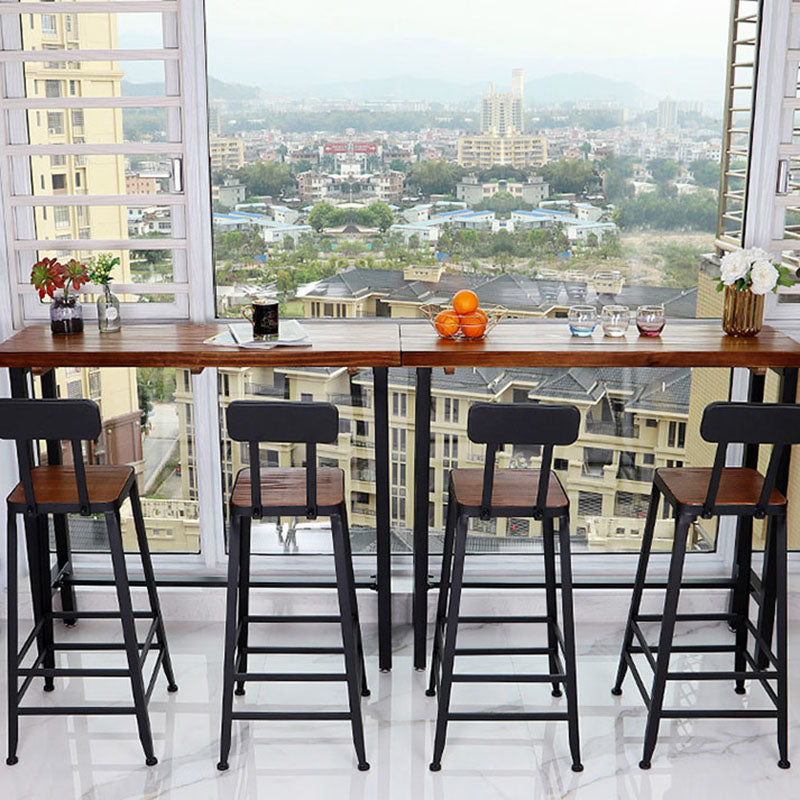 Industrial Brown Pine Bar Dining Table Rectangle Indoor Bistro Table with Footrest Clearhalo 'Bar Furniture' 'Bar Tables' 'bar_tables' 'furn' 'furn_bar_tables' 'Furniture' 'furniture_bar_tables' 'Kitchen & Dining Furniture' 'kitchen&dining_furn' 'kitchen' 4258261