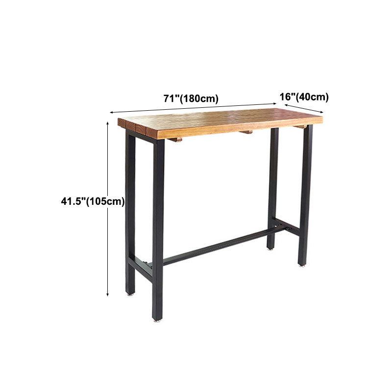 Industrial Brown Pine Bar Dining Table Rectangle Indoor Bistro Table with Footrest Clearhalo 'Bar Furniture' 'Bar Tables' 'bar_tables' 'furn' 'furn_bar_tables' 'Furniture' 'furniture_bar_tables' 'Kitchen & Dining Furniture' 'kitchen&dining_furn' 'kitchen' 4258266