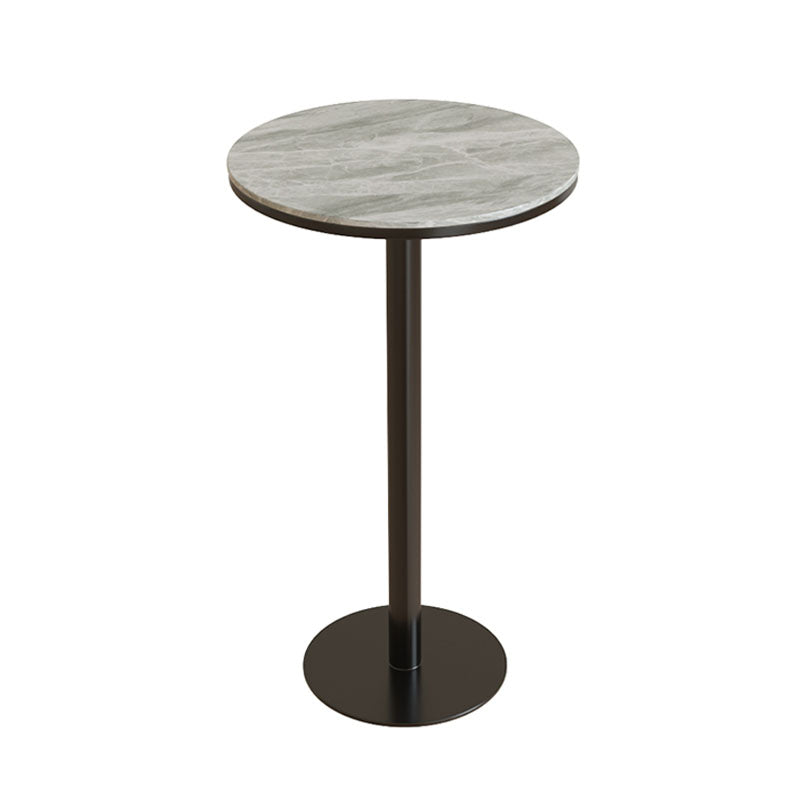 Industrial Metal Bar Table Faux Marble Round Top Indoor Bistro Table - 23"x41" Gray Without Chairs Clearhalo 'Bar Furniture' 'Bar Tables' 'bar_tables' 'furn' 'furn_bar_tables' 'Furniture' 'furniture_bar_tables' 'Kitchen & Dining Furniture' 'kitchen&dining_furn' 'kitchen' 4258269