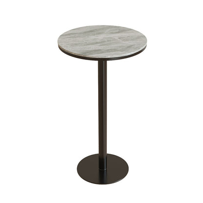Industrial Metal Bar Table Faux Marble Round Top Indoor Bistro Table - 23"x41" Gray Without Chairs Clearhalo 'Bar Furniture' 'Bar Tables' 'bar_tables' 'furn' 'furn_bar_tables' 'Furniture' 'furniture_bar_tables' 'Kitchen & Dining Furniture' 'kitchen&dining_furn' 'kitchen' 4258269