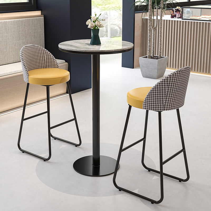 Industrial Metal Bar Table Faux Marble Round Top Indoor Bistro Table - 23"x41" Clearhalo 'Bar Furniture' 'Bar Tables' 'bar_tables' 'furn' 'furn_bar_tables' 'Furniture' 'furniture_bar_tables' 'Kitchen & Dining Furniture' 'kitchen&dining_furn' 'kitchen' 4258270