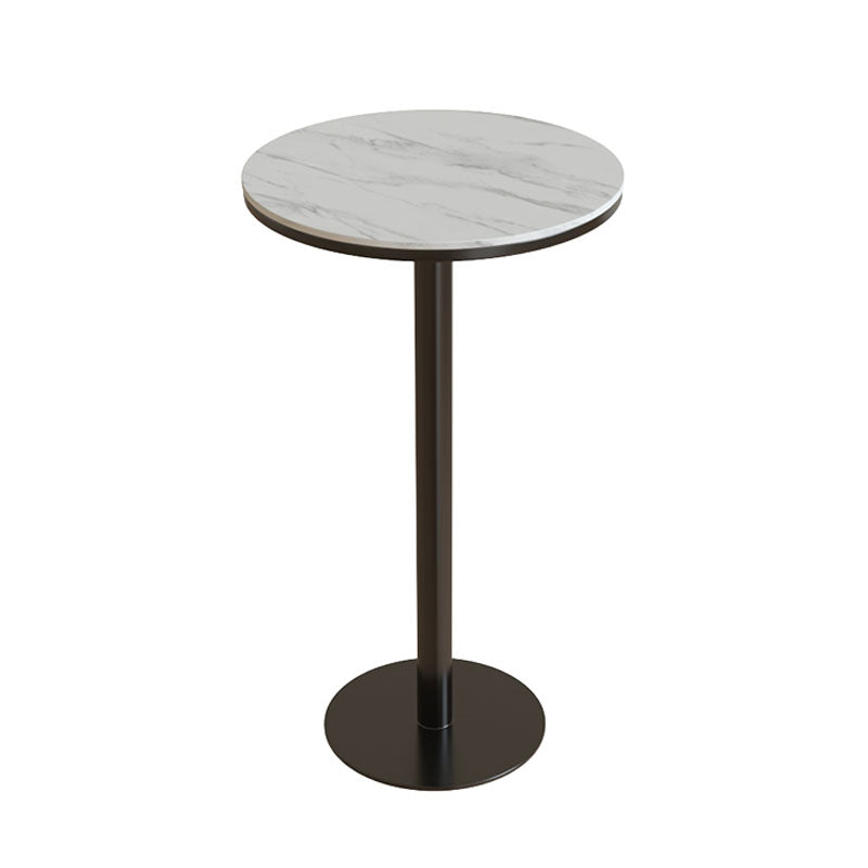 Industrial Metal Bar Table Faux Marble Round Top Indoor Bistro Table - 23"x41" White Without Chairs Clearhalo 'Bar Furniture' 'Bar Tables' 'bar_tables' 'furn' 'furn_bar_tables' 'Furniture' 'furniture_bar_tables' 'Kitchen & Dining Furniture' 'kitchen&dining_furn' 'kitchen' 4258273