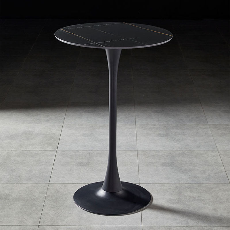 Industrial Metal Bar Table Faux Marble 27.56" Round Top Indoor Bistro Table Black Without Chairs Clearhalo 'Bar Furniture' 'Bar Tables' 'bar_tables' 'furn' 'furn_bar_tables' 'Furniture' 'furniture_bar_tables' 'Kitchen & Dining Furniture' 'kitchen&dining_furn' 'kitchen' 4258280