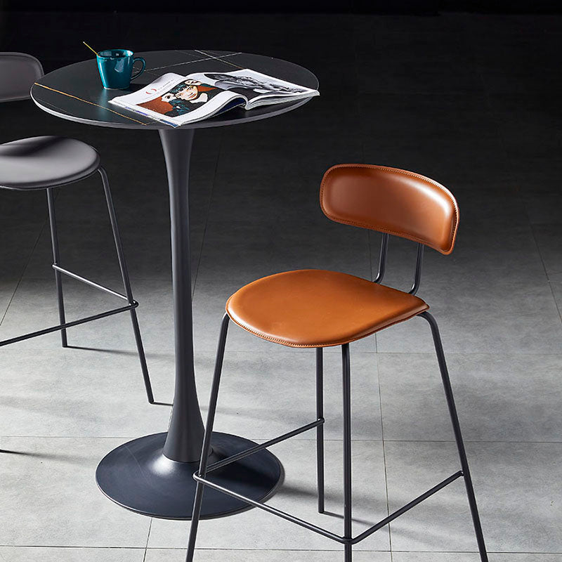Industrial Metal Bar Table Faux Marble 27.56" Round Top Indoor Bistro Table Clearhalo 'Bar Furniture' 'Bar Tables' 'bar_tables' 'furn' 'furn_bar_tables' 'Furniture' 'furniture_bar_tables' 'Kitchen & Dining Furniture' 'kitchen&dining_furn' 'kitchen' 4258281