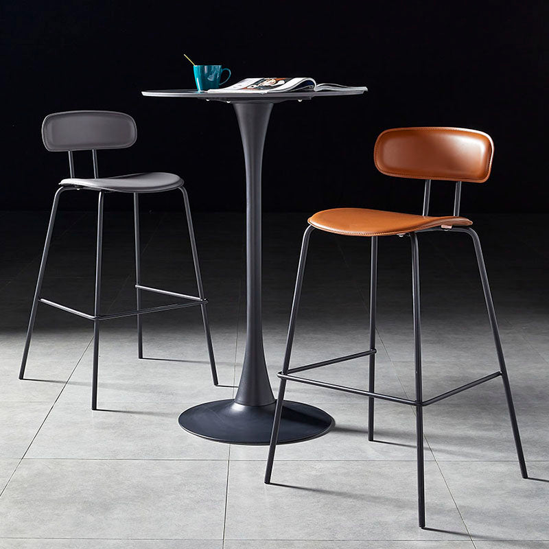 Industrial Metal Bar Table Faux Marble 27.56" Round Top Indoor Bistro Table Clearhalo 'Bar Furniture' 'Bar Tables' 'bar_tables' 'furn' 'furn_bar_tables' 'Furniture' 'furniture_bar_tables' 'Kitchen & Dining Furniture' 'kitchen&dining_furn' 'kitchen' 4258283