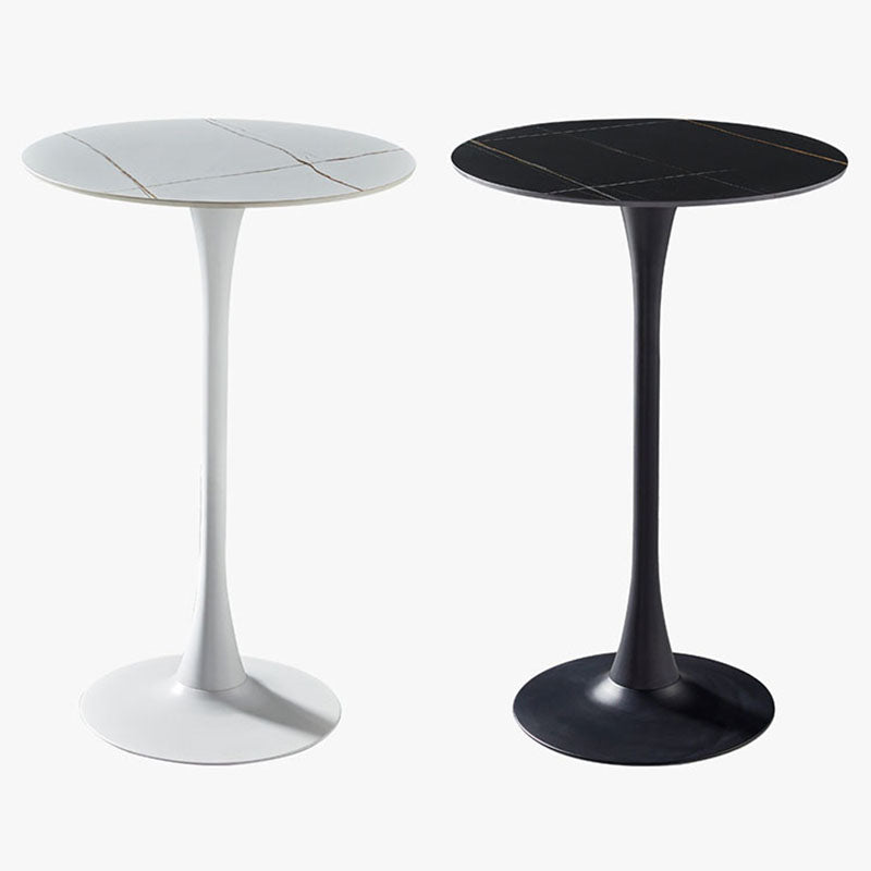 Industrial Metal Bar Table Faux Marble 27.56" Round Top Indoor Bistro Table Clearhalo 'Bar Furniture' 'Bar Tables' 'bar_tables' 'furn' 'furn_bar_tables' 'Furniture' 'furniture_bar_tables' 'Kitchen & Dining Furniture' 'kitchen&dining_furn' 'kitchen' 4258285