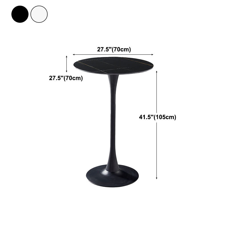 Industrial Metal Bar Table Faux Marble 27.56" Round Top Indoor Bistro Table Clearhalo 'Bar Furniture' 'Bar Tables' 'bar_tables' 'furn' 'furn_bar_tables' 'Furniture' 'furniture_bar_tables' 'Kitchen & Dining Furniture' 'kitchen&dining_furn' 'kitchen' 4258289