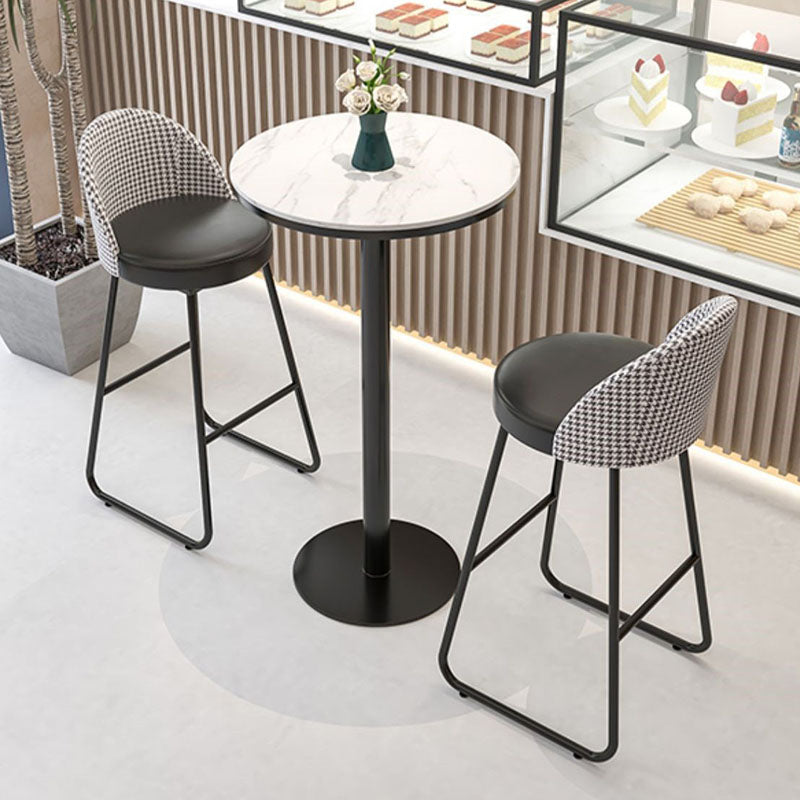 Industrial Metal Bar Table Faux Marble 23.6" Round Top Indoor Bistro Table Clearhalo 'Bar Furniture' 'Bar Tables' 'bar_tables' 'furn' 'furn_bar_tables' 'Furniture' 'furniture_bar_tables' 'Kitchen & Dining Furniture' 'kitchen&dining_furn' 'kitchen' 4258312