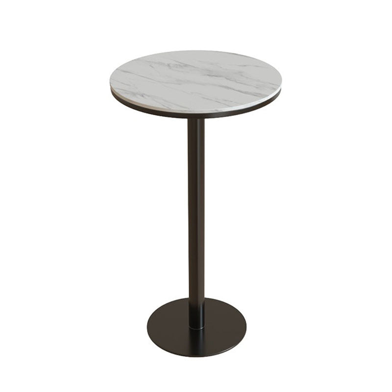 Industrial Metal Bar Table Faux Marble 23.6" Round Top Indoor Bistro Table White Without Chairs Clearhalo 'Bar Furniture' 'Bar Tables' 'bar_tables' 'furn' 'furn_bar_tables' 'Furniture' 'furniture_bar_tables' 'Kitchen & Dining Furniture' 'kitchen&dining_furn' 'kitchen' 4258314