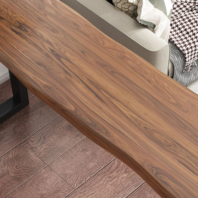 Industrial Brown Pine Bar Table Rectangle Black Double Pedestal Bistro Table (only table) Clearhalo 'Bar Furniture' 'Bar Tables' 'bar_tables' 'furn' 'furn_bar_tables' 'Furniture' 'furniture_bar_tables' 'Kitchen & Dining Furniture' 'kitchen&dining_furn' 'kitchen' 4258341