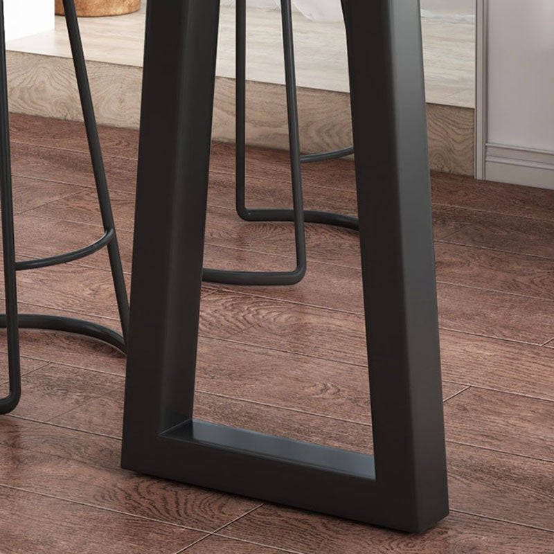 Industrial Brown Pine Bar Table Rectangle Black Double Pedestal Bistro Table (only table) Clearhalo 'Bar Furniture' 'Bar Tables' 'bar_tables' 'furn' 'furn_bar_tables' 'Furniture' 'furniture_bar_tables' 'Kitchen & Dining Furniture' 'kitchen&dining_furn' 'kitchen' 4258342