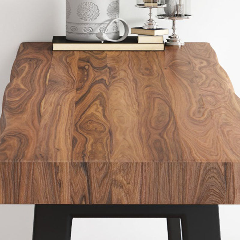 Industrial Brown Pine Bar Table Rectangle Black Double Pedestal Bistro Table (only table) Clearhalo 'Bar Furniture' 'Bar Tables' 'bar_tables' 'furn' 'furn_bar_tables' 'Furniture' 'furniture_bar_tables' 'Kitchen & Dining Furniture' 'kitchen&dining_furn' 'kitchen' 4258344