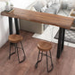 Industrial Brown Pine Bar Table Rectangle Black Double Pedestal Bistro Table (only table) Clearhalo 'Bar Furniture' 'Bar Tables' 'bar_tables' 'furn' 'furn_bar_tables' 'Furniture' 'furniture_bar_tables' 'Kitchen & Dining Furniture' 'kitchen&dining_furn' 'kitchen' 4258347