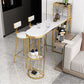 Glam White Stone Bar Dining Table Iron Indoor Bistro Table with Wine Rack Clearhalo 'Bar Furniture' 'Bar Tables' 'bar_tables' 'furn' 'furn_bar_tables' 'Furniture' 'furniture_bar_tables' 'Kitchen & Dining Furniture' 'kitchen&dining_furn' 'kitchen' 4258366