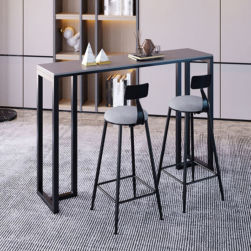 Industrial Rectangle Indoor Bar Dining Table Grey Stone Bistro Table Fixed Table Clearhalo 'Bar Furniture' 'Bar Tables' 'bar_tables' 'furn' 'furn_bar_tables' 'Furniture' 'furniture_bar_tables' 'Kitchen & Dining Furniture' 'kitchen&dining_furn' 'kitchen' 4258374