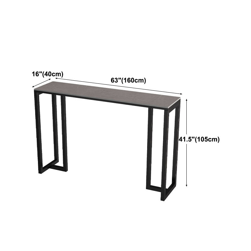 Industrial Rectangle Indoor Bar Dining Table Grey Stone Bistro Table Fixed Table Clearhalo 'Bar Furniture' 'Bar Tables' 'bar_tables' 'furn' 'furn_bar_tables' 'Furniture' 'furniture_bar_tables' 'Kitchen & Dining Furniture' 'kitchen&dining_furn' 'kitchen' 4258386