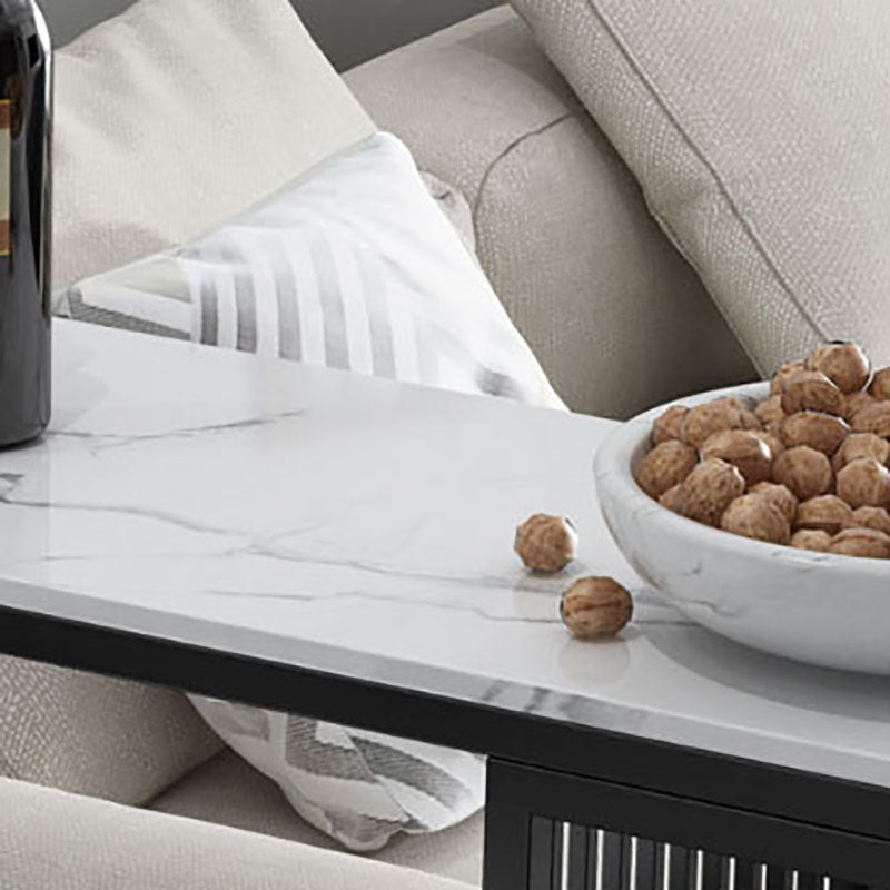 Glam Rectangle Indoor Bar Dining Table White Marble Bistro Table With Shelve Clearhalo 'Bar Furniture' 'Bar Tables' 'bar_tables' 'furn' 'furn_bar_tables' 'Furniture' 'furniture_bar_tables' 'Kitchen & Dining Furniture' 'kitchen&dining_furn' 'kitchen' 4258414