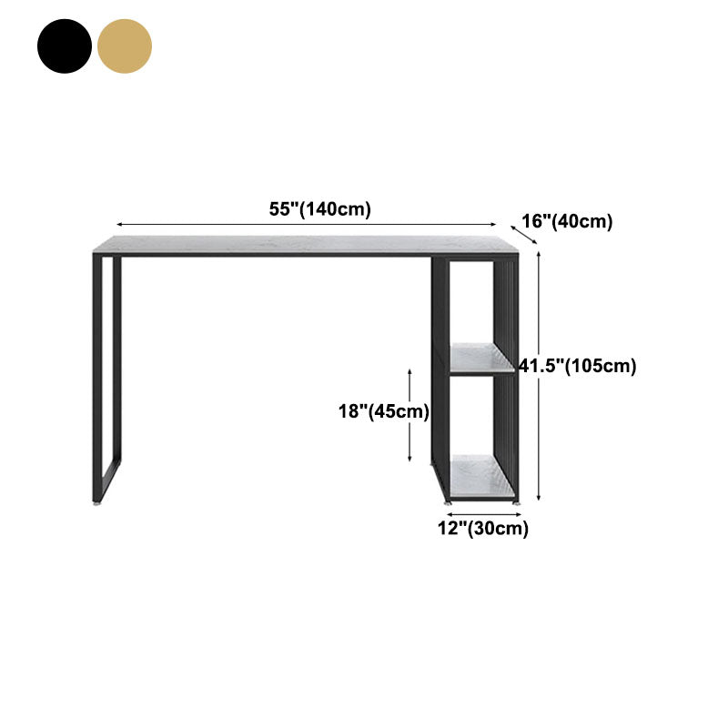 Glam Rectangle Indoor Bar Dining Table White Marble Bistro Table With Shelve Clearhalo 'Bar Furniture' 'Bar Tables' 'bar_tables' 'furn' 'furn_bar_tables' 'Furniture' 'furniture_bar_tables' 'Kitchen & Dining Furniture' 'kitchen&dining_furn' 'kitchen' 4258421