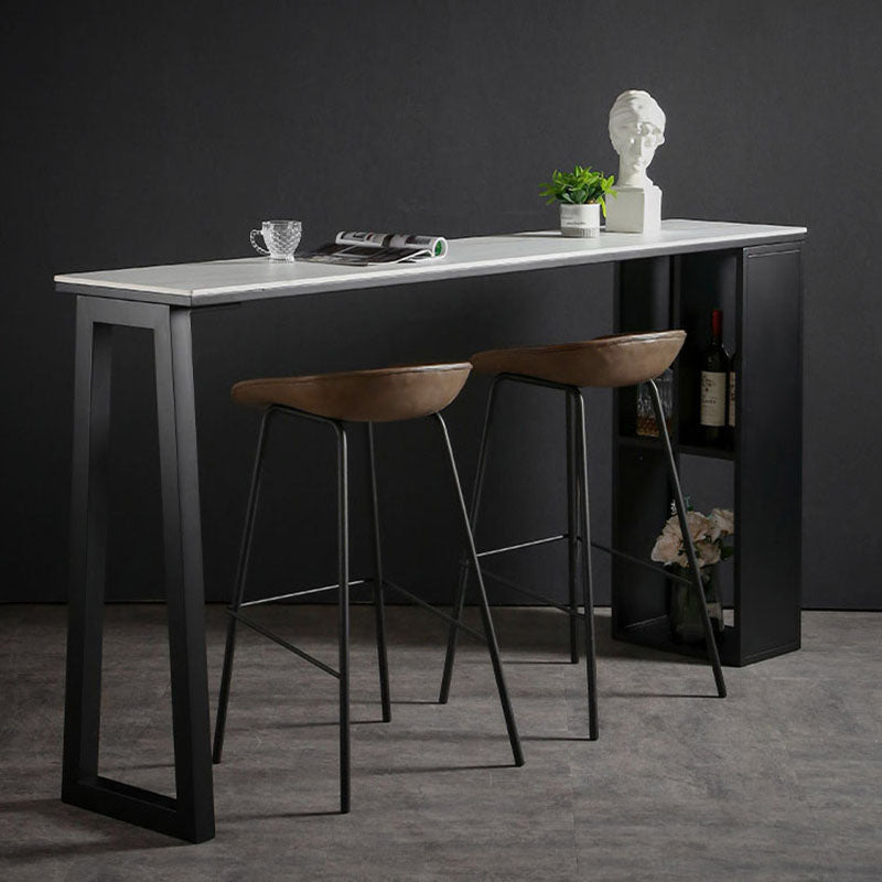 42-inch Height Cocktail Bar Table Industrial Style Metal Base Bar Height Storage Table Clearhalo 'Bar Furniture' 'Bar Tables' 'bar_tables' 'furn' 'furn_bar_tables' 'Furniture' 'furniture_bar_tables' 'Kitchen & Dining Furniture' 'kitchen&dining_furn' 'kitchen' 4258424