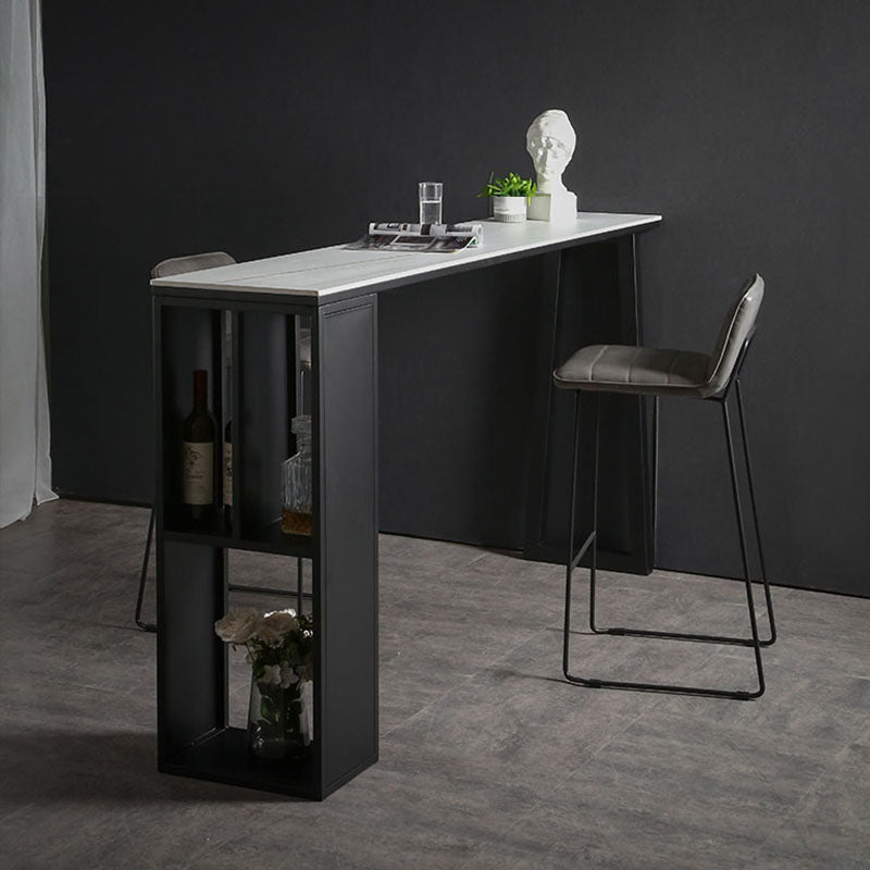 42-inch Height Cocktail Bar Table Industrial Style Metal Base Bar Height Storage Table Clearhalo 'Bar Furniture' 'Bar Tables' 'bar_tables' 'furn' 'furn_bar_tables' 'Furniture' 'furniture_bar_tables' 'Kitchen & Dining Furniture' 'kitchen&dining_furn' 'kitchen' 4258426