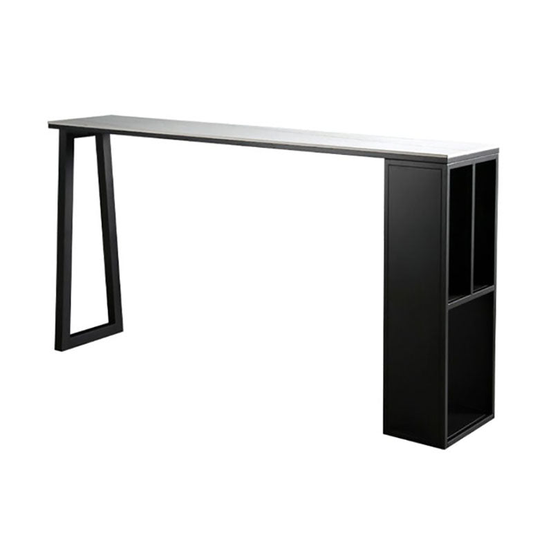 42-inch Height Cocktail Bar Table Industrial Style Metal Base Bar Height Storage Table Without Chairs Clearhalo 'Bar Furniture' 'Bar Tables' 'bar_tables' 'furn' 'furn_bar_tables' 'Furniture' 'furniture_bar_tables' 'Kitchen & Dining Furniture' 'kitchen&dining_furn' 'kitchen' 4258428