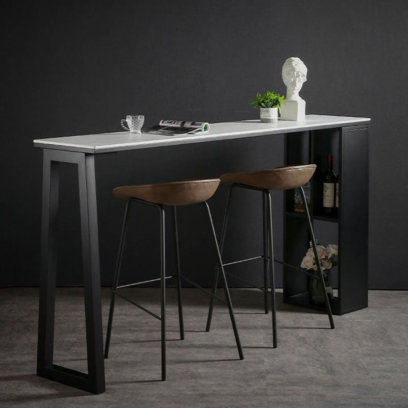 42-inch Height Cocktail Bar Table Industrial Style Metal Base Bar Height Storage Table Clearhalo 'Bar Furniture' 'Bar Tables' 'bar_tables' 'furn' 'furn_bar_tables' 'Furniture' 'furniture_bar_tables' 'Kitchen & Dining Furniture' 'kitchen&dining_furn' 'kitchen' 4258434