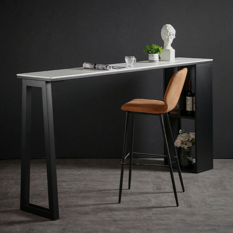 42-inch Height Cocktail Bar Table Industrial Style Metal Base Bar Height Storage Table Clearhalo 'Bar Furniture' 'Bar Tables' 'bar_tables' 'furn' 'furn_bar_tables' 'Furniture' 'furniture_bar_tables' 'Kitchen & Dining Furniture' 'kitchen&dining_furn' 'kitchen' 4258436