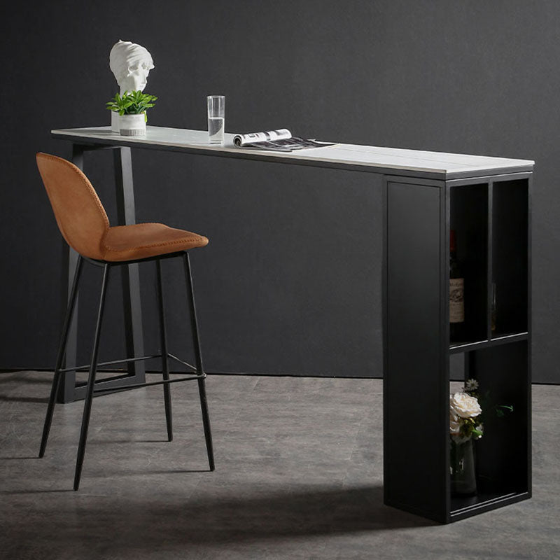 42-inch Height Cocktail Bar Table Industrial Style Metal Base Bar Height Storage Table Clearhalo 'Bar Furniture' 'Bar Tables' 'bar_tables' 'furn' 'furn_bar_tables' 'Furniture' 'furniture_bar_tables' 'Kitchen & Dining Furniture' 'kitchen&dining_furn' 'kitchen' 4258437