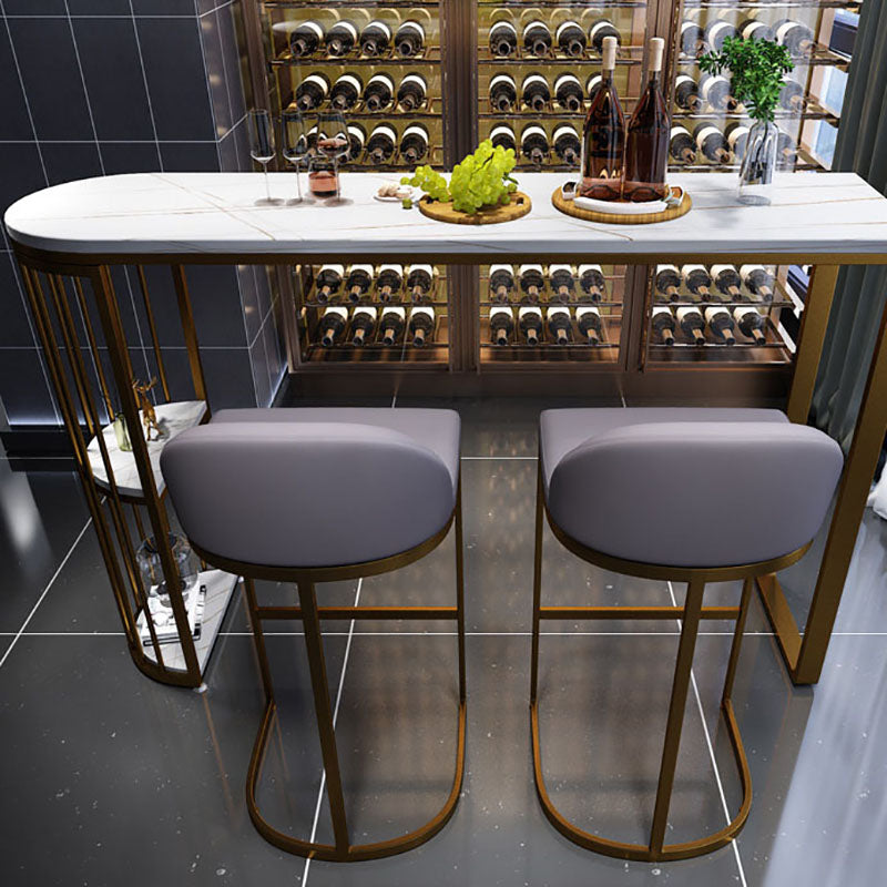 Industrial Stone Bar Dining Table Indoor Double Pedestal Bistro Table with Shelve Clearhalo 'Bar Furniture' 'Bar Tables' 'bar_tables' 'furn' 'furn_bar_tables' 'Furniture' 'furniture_bar_tables' 'Kitchen & Dining Furniture' 'kitchen&dining_furn' 'kitchen' 4258451