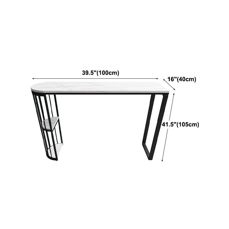 Industrial Stone Bar Dining Table Indoor Double Pedestal Bistro Table with Shelve Clearhalo 'Bar Furniture' 'Bar Tables' 'bar_tables' 'furn' 'furn_bar_tables' 'Furniture' 'furniture_bar_tables' 'Kitchen & Dining Furniture' 'kitchen&dining_furn' 'kitchen' 4258455