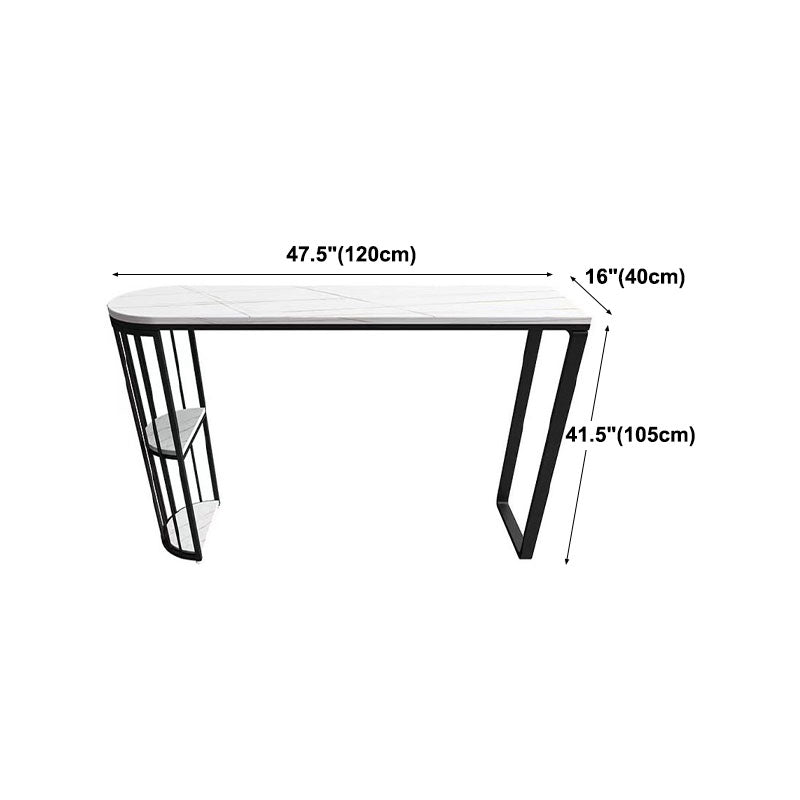 Industrial Stone Bar Dining Table Indoor Double Pedestal Bistro Table with Shelve Clearhalo 'Bar Furniture' 'Bar Tables' 'bar_tables' 'furn' 'furn_bar_tables' 'Furniture' 'furniture_bar_tables' 'Kitchen & Dining Furniture' 'kitchen&dining_furn' 'kitchen' 4258456
