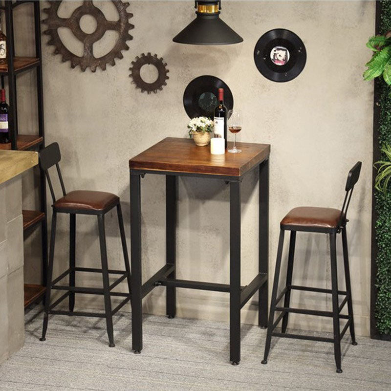 Square Wood Top Counter Table Metal Black Legs 42-inch Height Bar Table Clearhalo 'Bar Furniture' 'Bar Tables' 'bar_tables' 'furn' 'furn_bar_tables' 'Furniture' 'furniture_bar_tables' 'Kitchen & Dining Furniture' 'kitchen&dining_furn' 'kitchen' 4258460