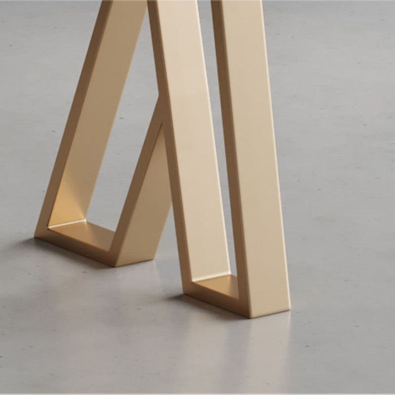 Glam White Marble Bar Dining Table Rectangle Gold Double Pedestal Bistro Table Clearhalo 'Bar Furniture' 'Bar Tables' 'bar_tables' 'furn' 'furn_bar_tables' 'Furniture' 'furniture_bar_tables' 'Kitchen & Dining Furniture' 'kitchen&dining_furn' 'kitchen' 4258480