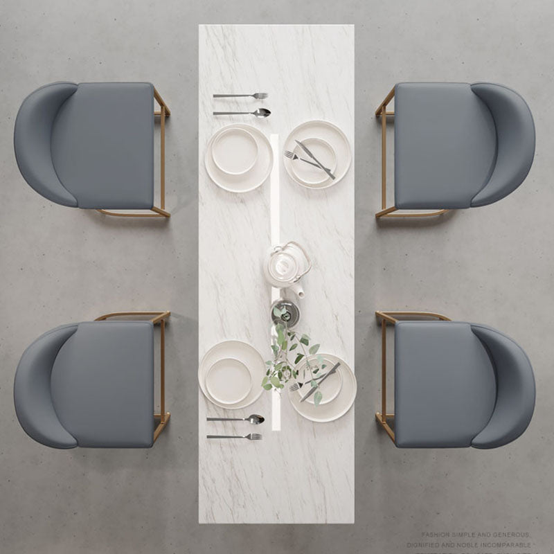 Glam White Marble Bar Dining Table Rectangle Gold Double Pedestal Bistro Table Clearhalo 'Bar Furniture' 'Bar Tables' 'bar_tables' 'furn' 'furn_bar_tables' 'Furniture' 'furniture_bar_tables' 'Kitchen & Dining Furniture' 'kitchen&dining_furn' 'kitchen' 4258482