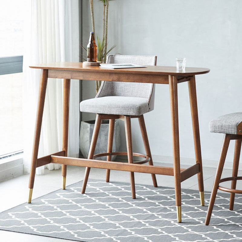 Industrial Style Natural Wood Bar Table Oval Top Indoor 40.75"H Bistro Table Clearhalo 'Bar Furniture' 'Bar Tables' 'bar_tables' 'furn' 'furn_bar_tables' 'Furniture' 'furniture_bar_tables' 'Kitchen & Dining Furniture' 'kitchen&dining_furn' 'kitchen' 4258517