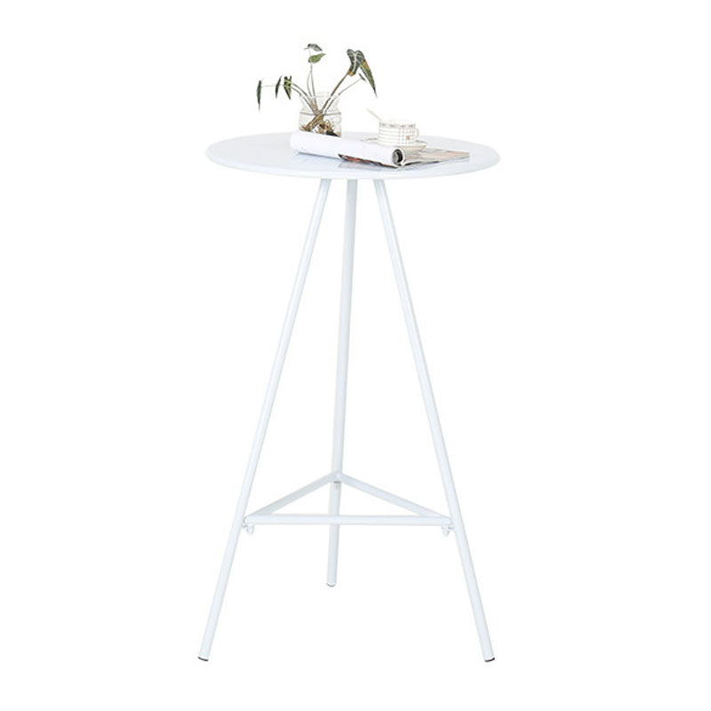 Industrial Style Iron Bar Table 23.6" Round Top Indoor Table with 3 Legs White Without Chairs Clearhalo 'Bar Furniture' 'Bar Tables' 'bar_tables' 'furn' 'furn_bar_tables' 'Furniture' 'furniture_bar_tables' 'Kitchen & Dining Furniture' 'kitchen&dining_furn' 'kitchen' 4258530