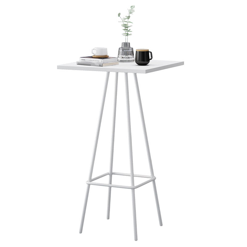 Industrial Style Iron Bar Table Square Top Indoor 4 Legs Bistro Table - 23"W x 41"H White Without Chairs Clearhalo 'Bar Furniture' 'Bar Tables' 'bar_tables' 'furn' 'furn_bar_tables' 'Furniture' 'furniture_bar_tables' 'Kitchen & Dining Furniture' 'kitchen&dining_furn' 'kitchen' 4258544