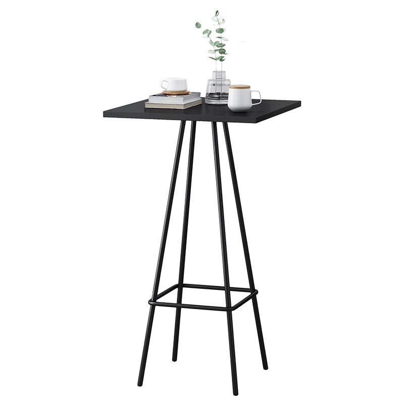 Industrial Style Iron Bar Table Square Top Indoor 4 Legs Bistro Table - 23"W x 41"H Black Without Chairs Clearhalo 'Bar Furniture' 'Bar Tables' 'bar_tables' 'furn' 'furn_bar_tables' 'Furniture' 'furniture_bar_tables' 'Kitchen & Dining Furniture' 'kitchen&dining_furn' 'kitchen' 4258548
