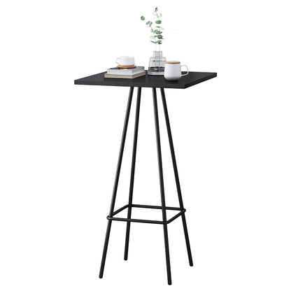 Industrial Style Iron Bar Table Square Top Indoor 4 Legs Bistro Table - 23"W x 41"H Black Without Chairs Clearhalo 'Bar Furniture' 'Bar Tables' 'bar_tables' 'furn' 'furn_bar_tables' 'Furniture' 'furniture_bar_tables' 'Kitchen & Dining Furniture' 'kitchen&dining_furn' 'kitchen' 4258548
