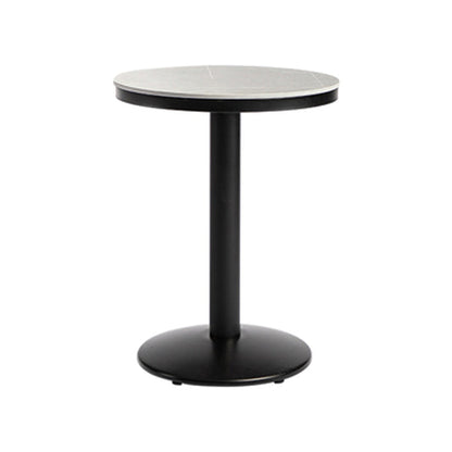 Industrial Metal Bar Table 21.6" Round Top Faux Marble Pedestal Bistro Table for Cafe 21.7"L x 21.7"W x 29.5"H Without Chairs Clearhalo 'Bar Furniture' 'Bar Tables' 'bar_tables' 'furn' 'furn_bar_tables' 'Furniture' 'furniture_bar_tables' 'Kitchen & Dining Furniture' 'kitchen&dining_furn' 'kitchen' 4258561
