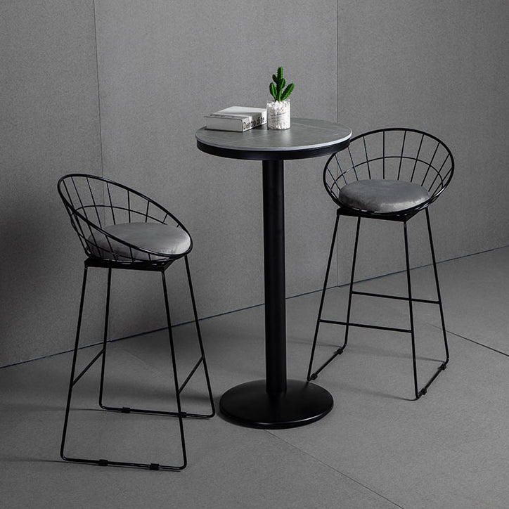 Industrial Metal Bar Table 21.6" Round Top Faux Marble Pedestal Bistro Table for Cafe Clearhalo 'Bar Furniture' 'Bar Tables' 'bar_tables' 'furn' 'furn_bar_tables' 'Furniture' 'furniture_bar_tables' 'Kitchen & Dining Furniture' 'kitchen&dining_furn' 'kitchen' 4258572